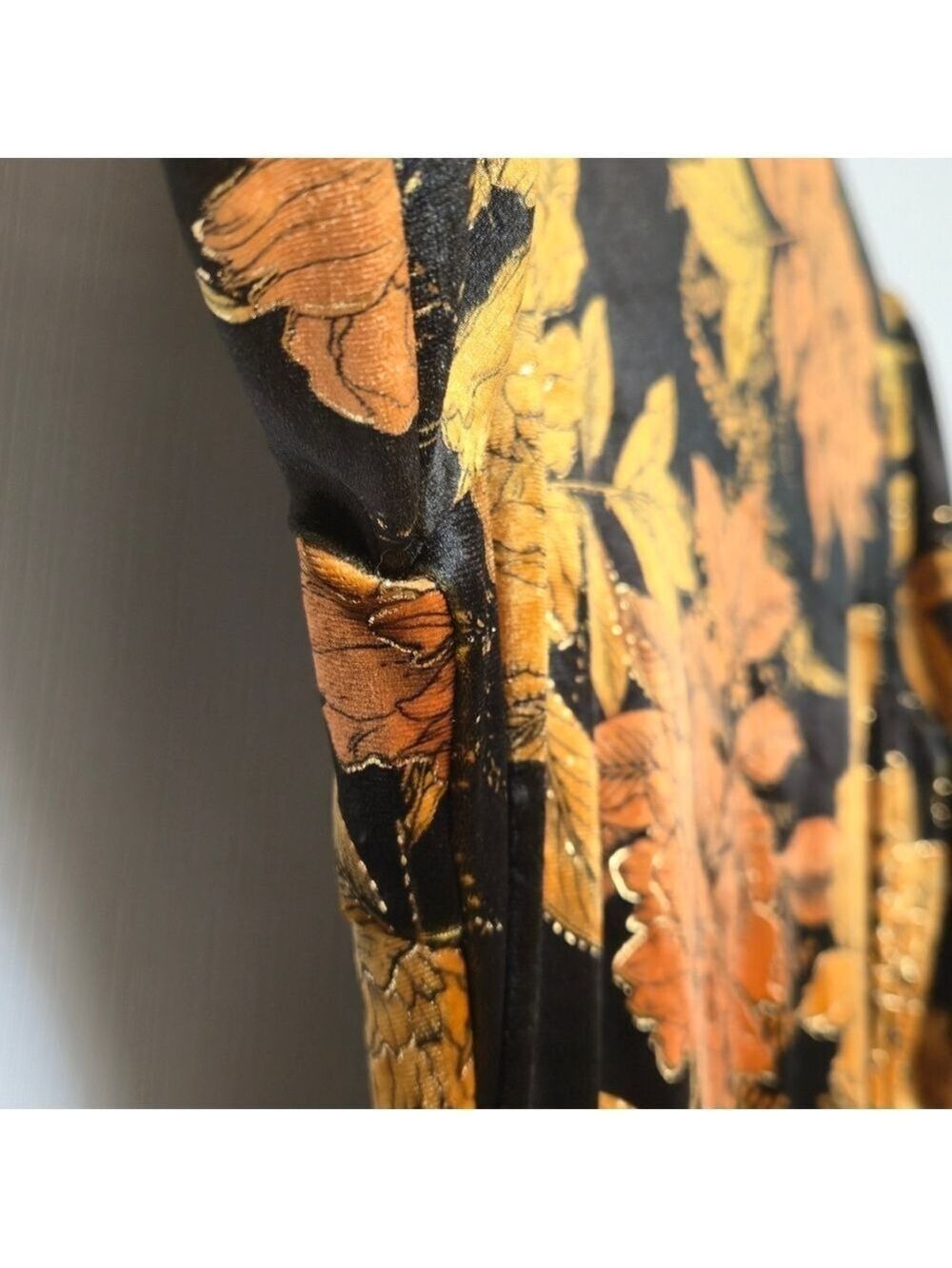 LENA Dress Full-Wrap Women NWT Black Gold Long Sleeve Floral Fall Festive Small - Picture 6 of 14